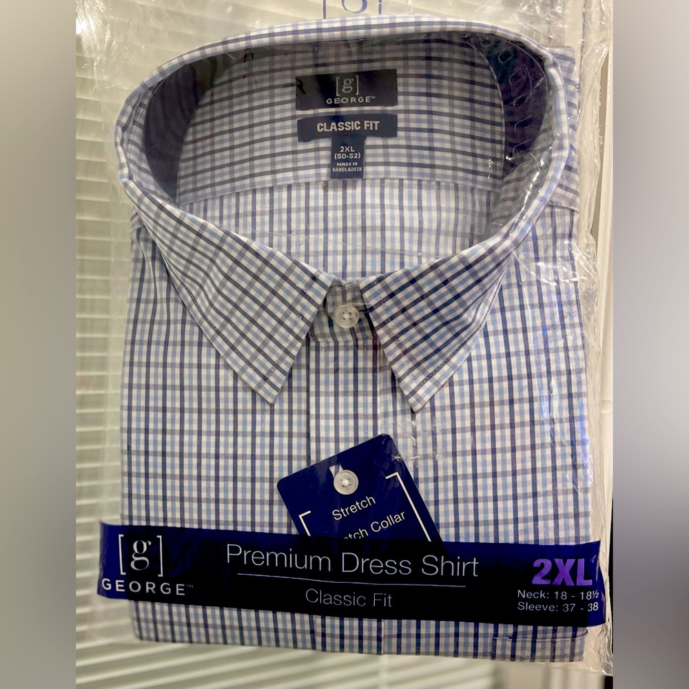 2XL George Long sleeve shirts for men. New, cute color gray and blue.